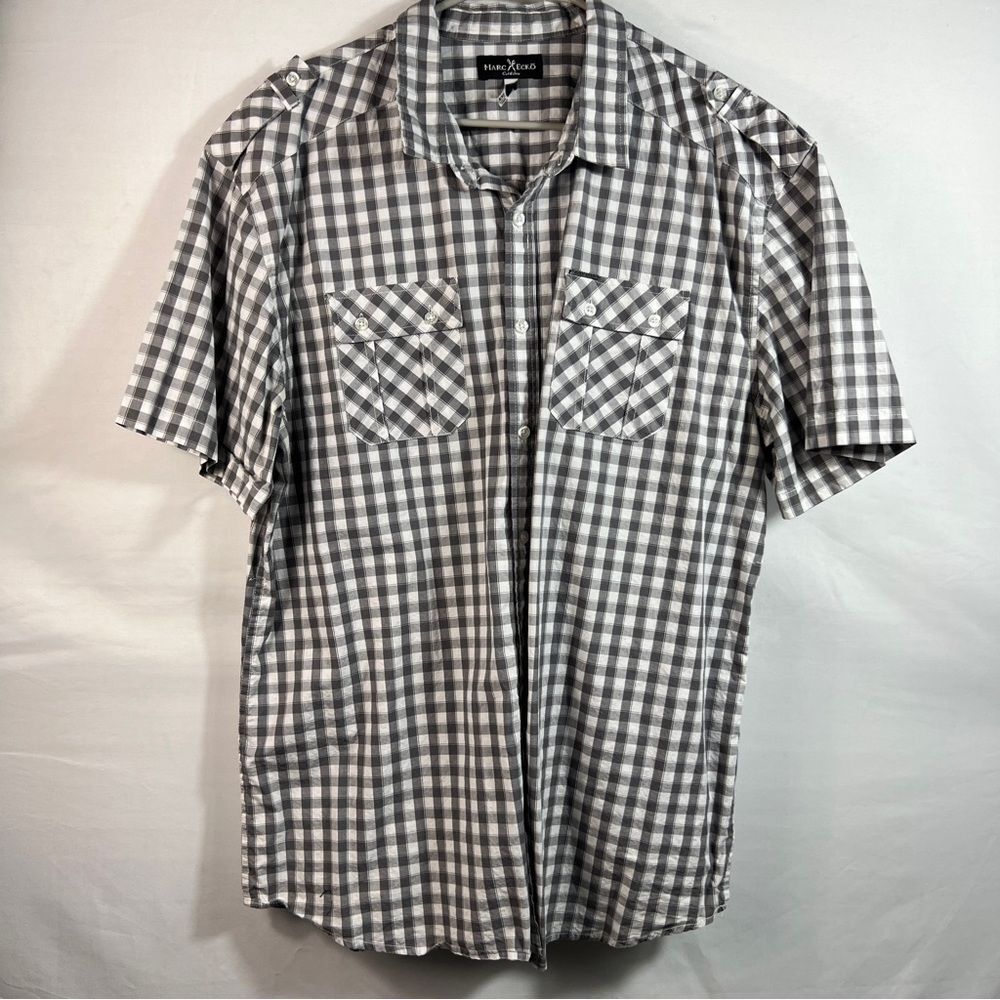 Marc Ecko Cut & Sew Mens Short Sleeve Plaid Button Up Shirt 0629